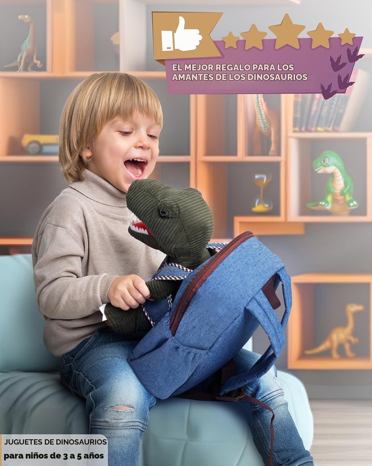 Mochila para niños pequeños Naturally KIDS con. Juguete de dinosaur...