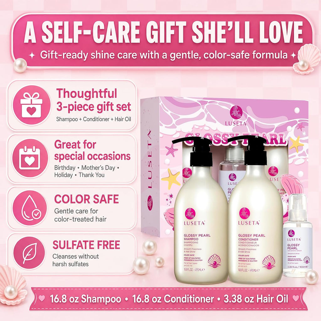 Luseta Set de regalo para el cuidado del cabello con perlas brillan...