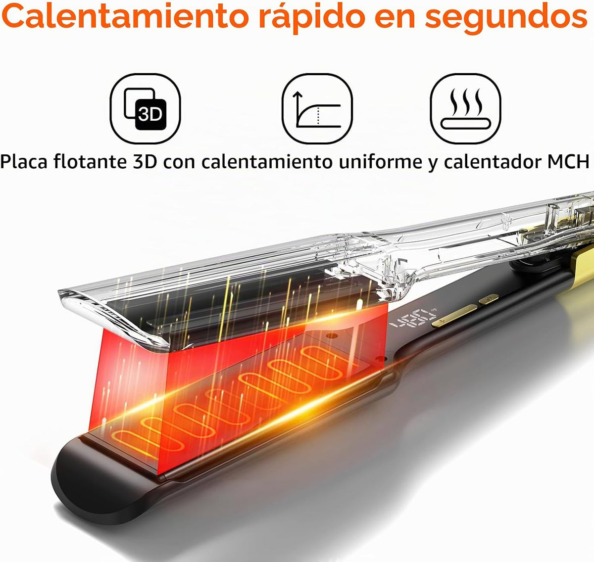 UKLISS MCH - Plancha de pelo 2 en 1, placas de 1.75 pulgadas de anc...