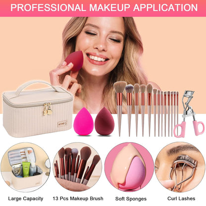 Kit de maquillaje todo en uno, kit de maquillaje para mujeres, kit completo de regalo de maquillaje de viaje para mujeres, adolescentes y niñas, incluye sombra de ojos, lápiz labial, delineador de