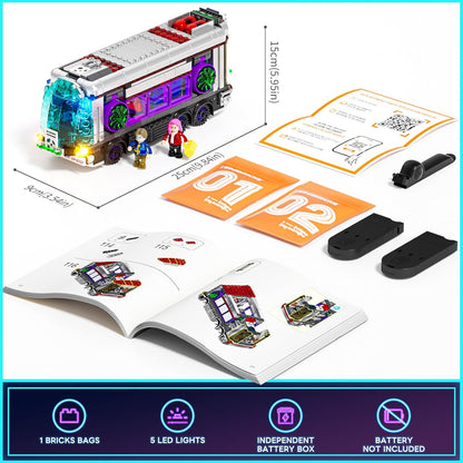 Cyberpunk Future-Bus - Juego de ladrillos de construcción, colección de vehículos del futuro de Cyberpunk City, luz LED, 2 en 1, modelo de automóvil, 605 piezas para adultos y amantes de la