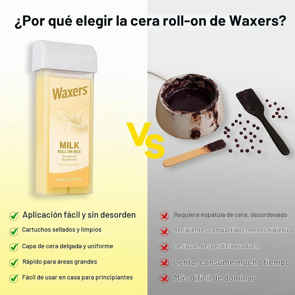 Waxers Kit de Cera con Rodillo Kit de Cera Roll-on para Depilación...