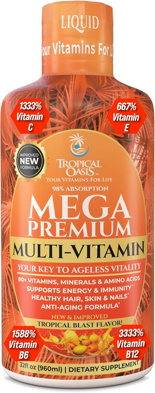 Mega Premium Multivitamínico líquido | Vitamina natural de apoyo in...