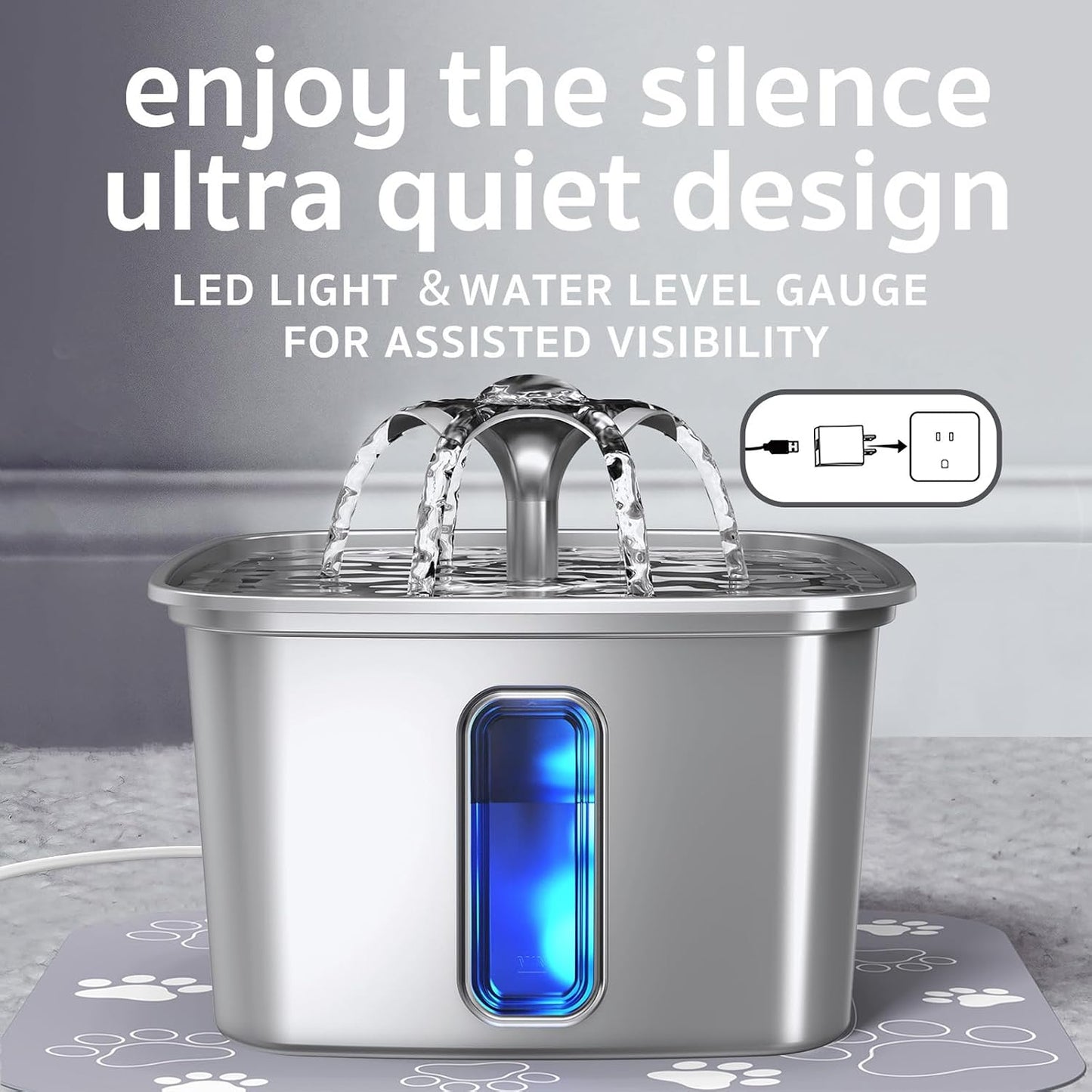 Veken - Filtro de agua para gatos de acero inoxidable ganador del p...
