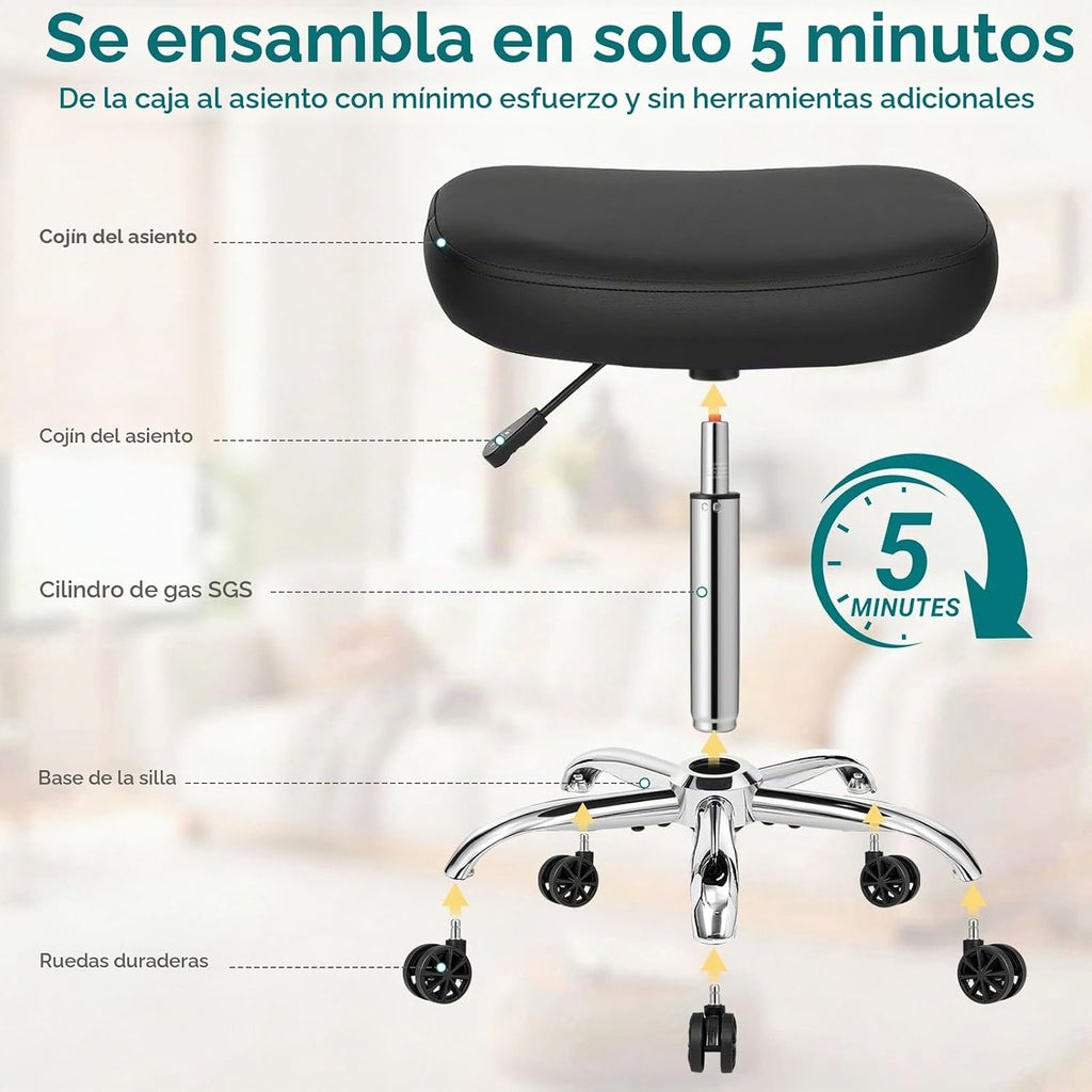 YUNSCEND Taburete rodante con ruedas, asiento contorneado de 16.5"...