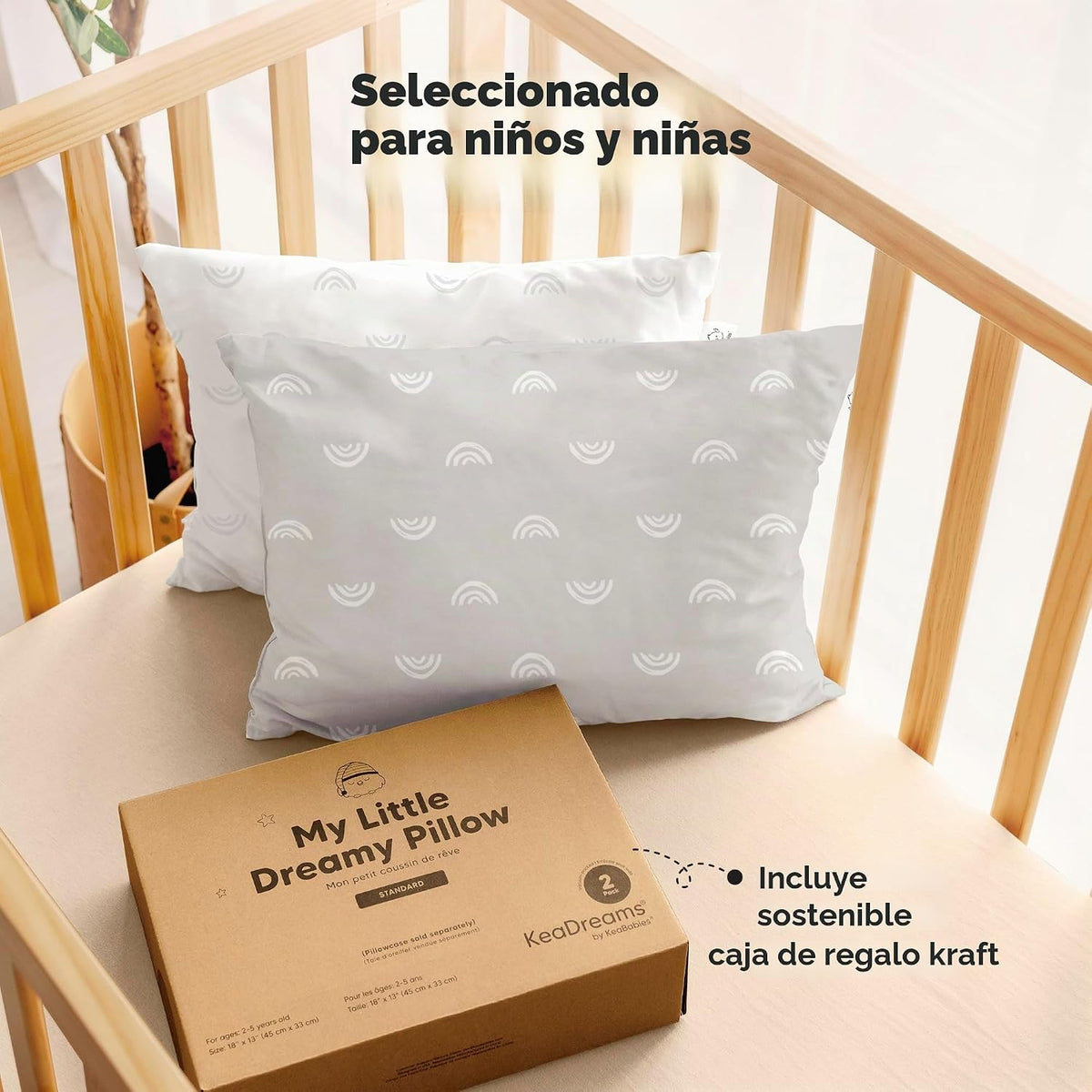 Paquete de 2 almohadas para niños de 2 años a 5,13 x 18 pulgadas (a...
