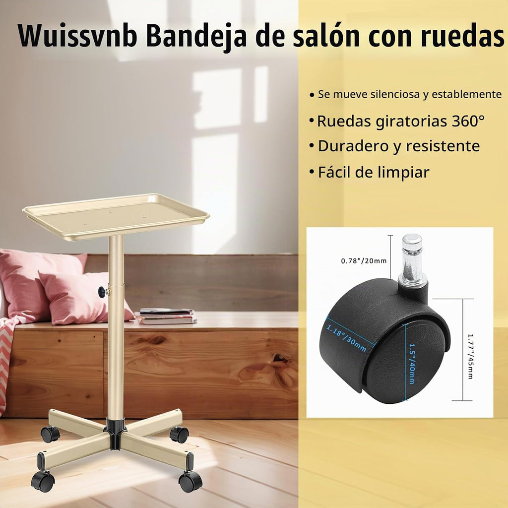 Wuissvnb Bandeja de salón, oro champán, altura ajustable, fácil de...
