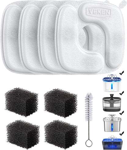 Filtros para fuente de agua para gatos Veken, juego de 4 filtros de...