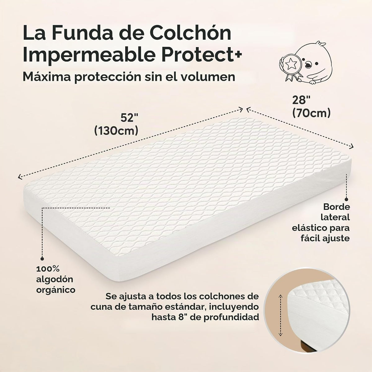 Paquete de 1 funda protectora impermeable para colchón de cuna ajus...