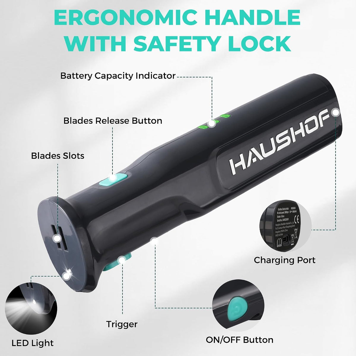 HAUSHOF Juego de cuchillos eléctricos inalámbricos con estuche de |...