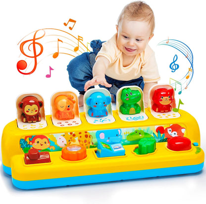 Juguetes interactivos emergentes de animales con música y luz, juguetes Montessori de causa y efecto para niños y niñas de 1 año, juguete musical educativo para bebés de 9-12-18 meses, juguete STEM
