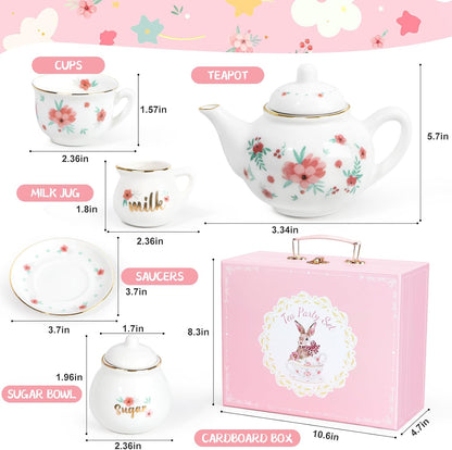 Juego de té de porcelana para niñas, juego de fiesta de té para niñ...
