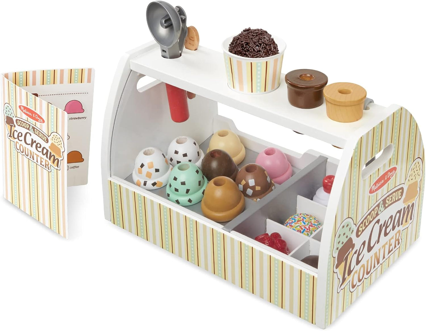 Melissa &amp; Doug - Encimera de helados de madera con cuchara para...
