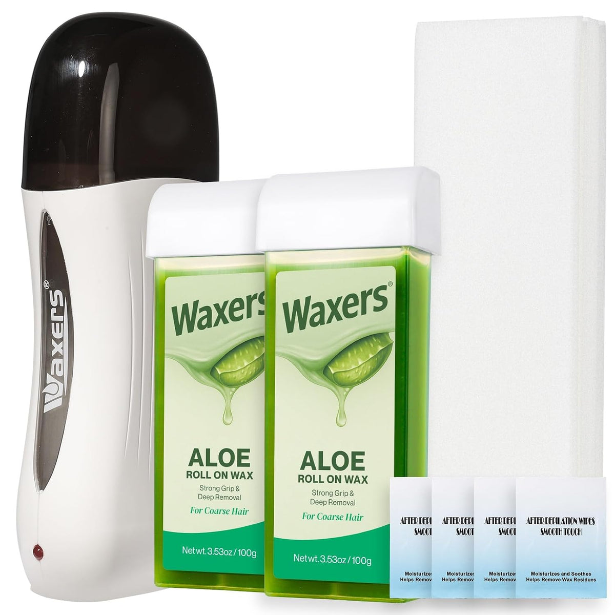 Waxers Kit de cera enrollable con cera de aloe vera depilatorio par...