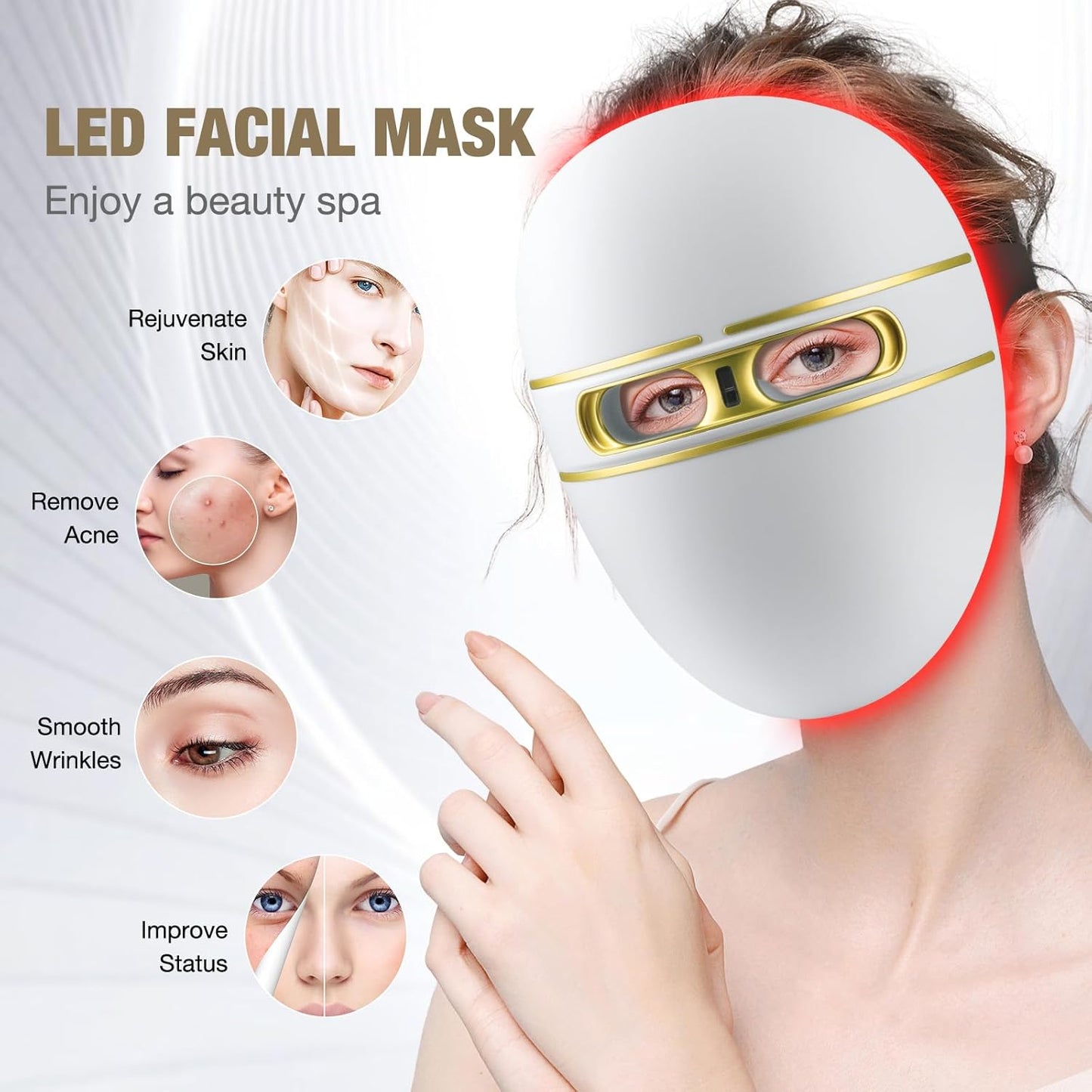 F FIWENE Máscara facial de terapia de luz LED FSA de grado profesio...