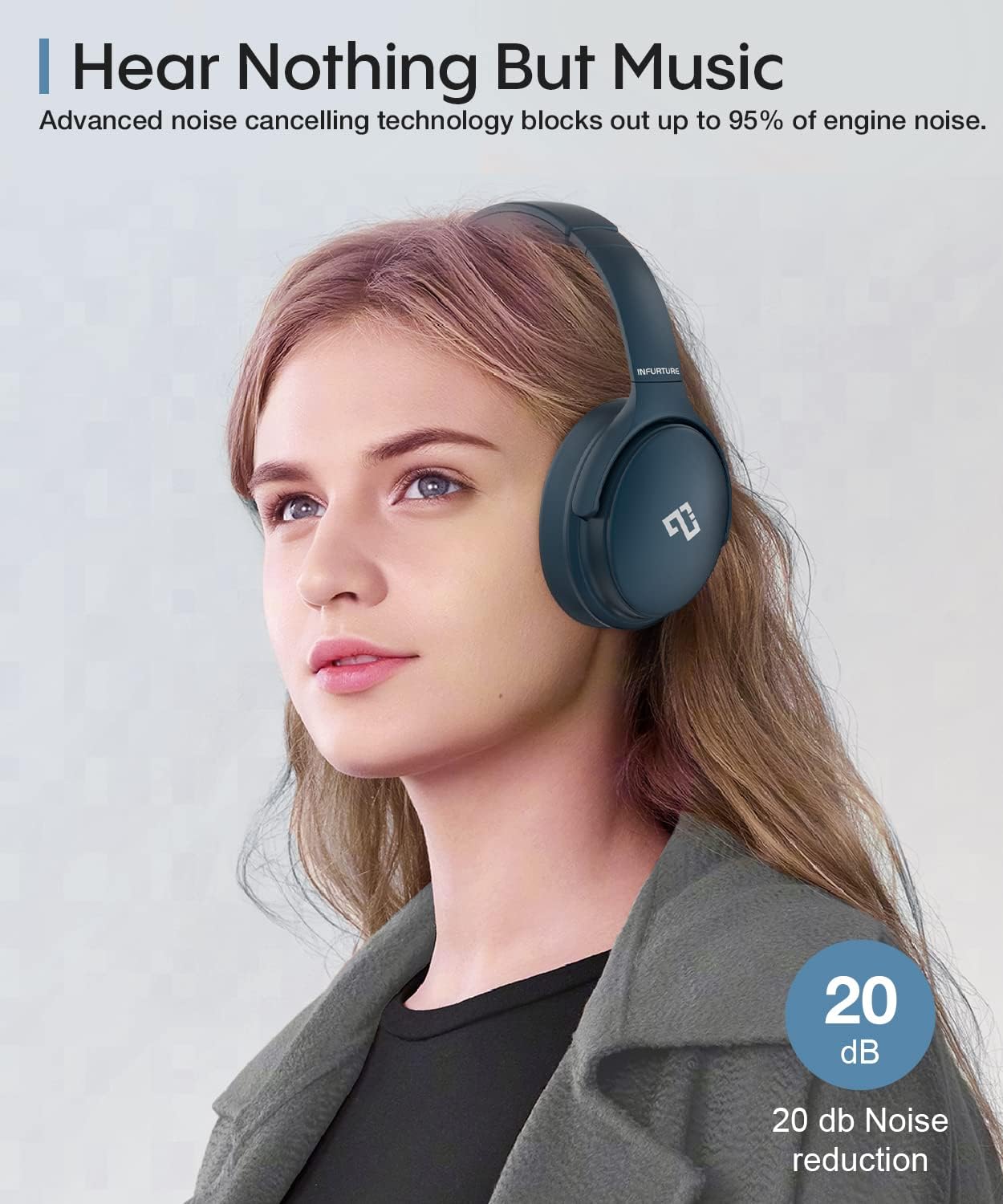 INFURTURE - Auriculares sobre la oreja con cancelación activa de ru...