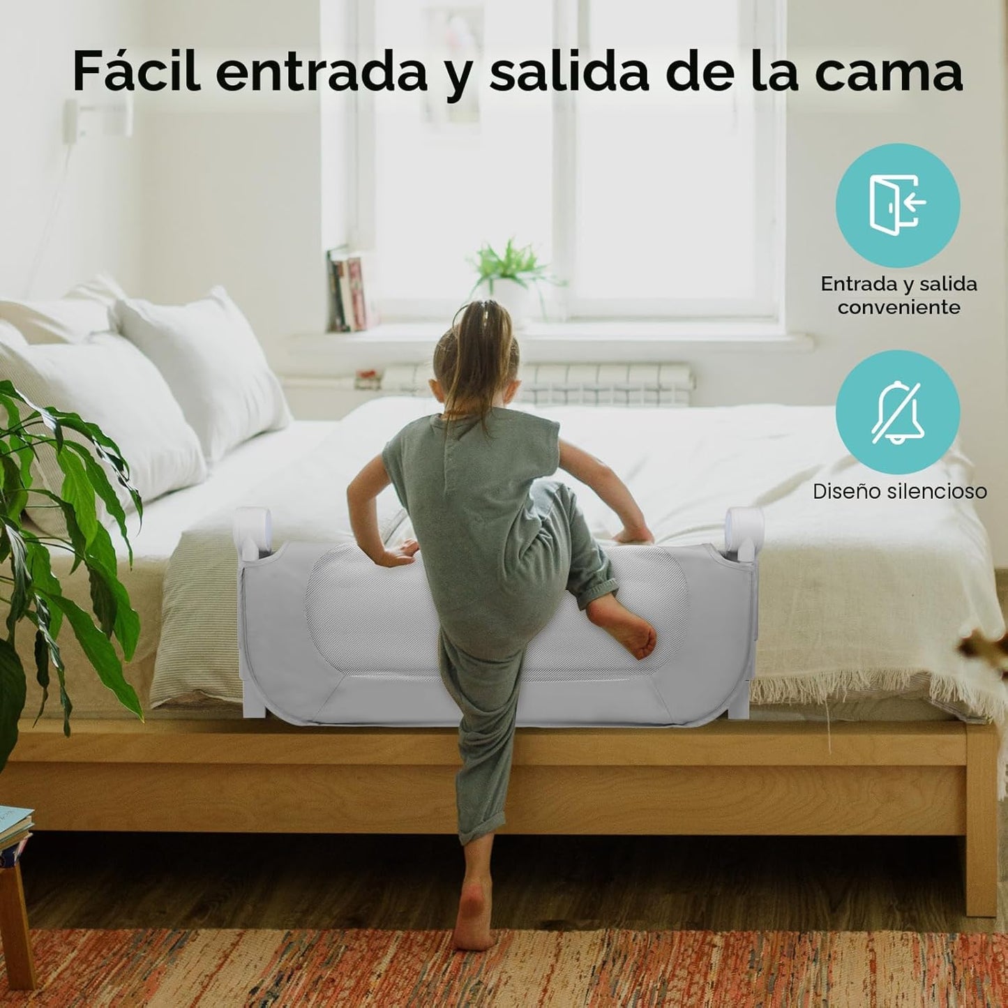 NUTIKAS Barandilla protectora para cama de bebé para niños pequeños...