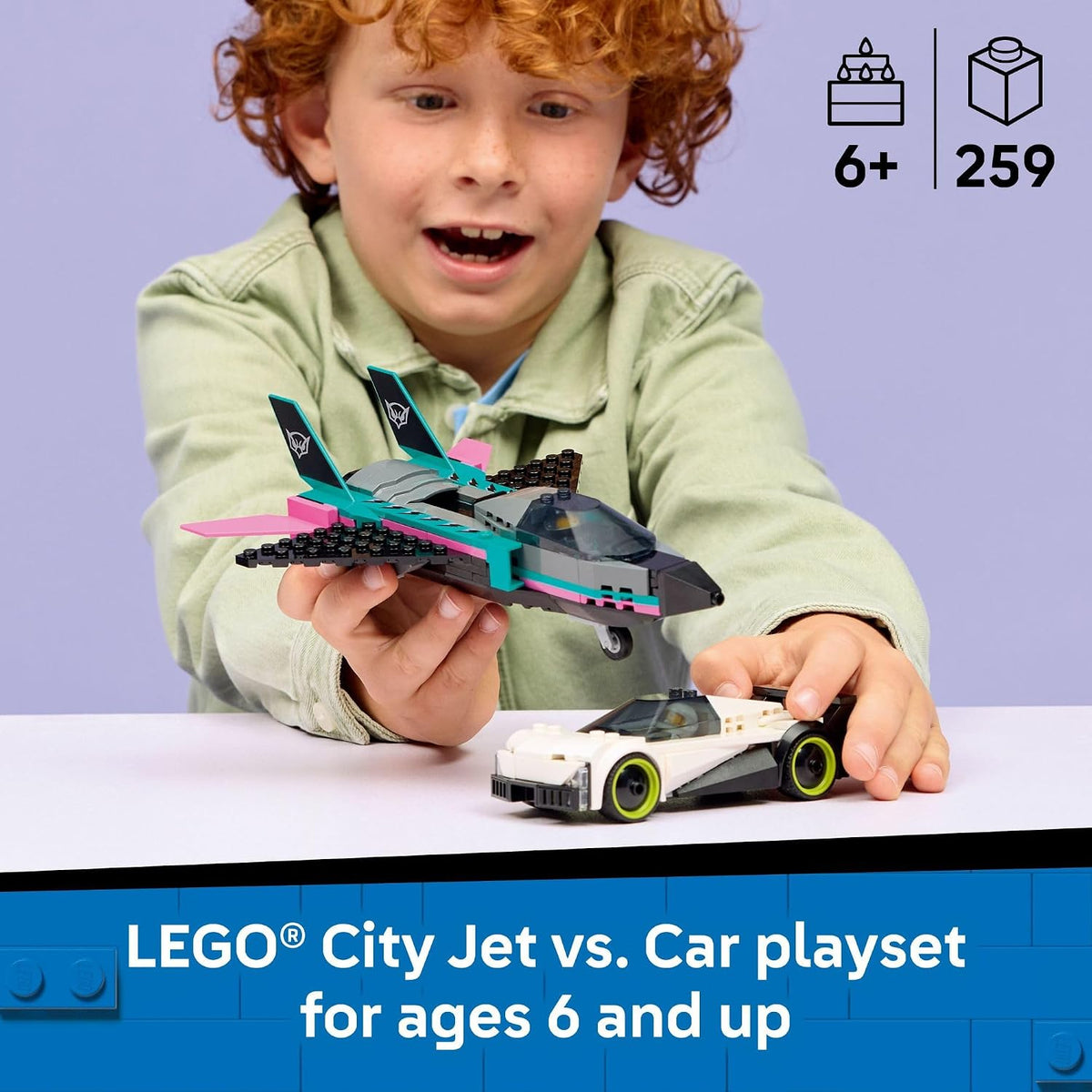 LEGO City Jet vs. Juguetes de construcción de automóviles para niño...