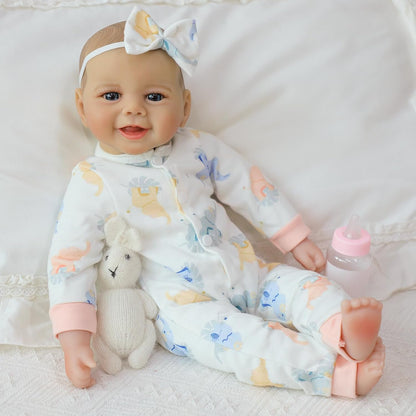 SCOM Muñeca de bebé niña, muñeca de cuerpo suave realista de 18 pul...