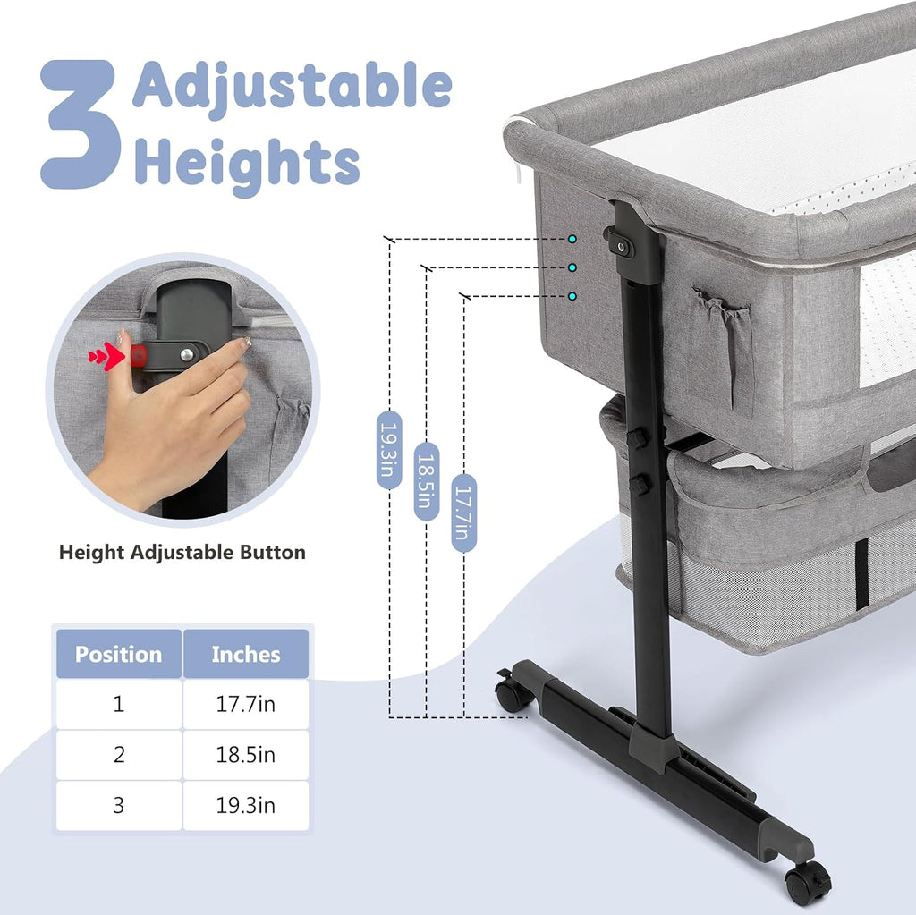 Cuna de bebé Semphis, cuna de 3 en 1 para colocar junto a la cama,...