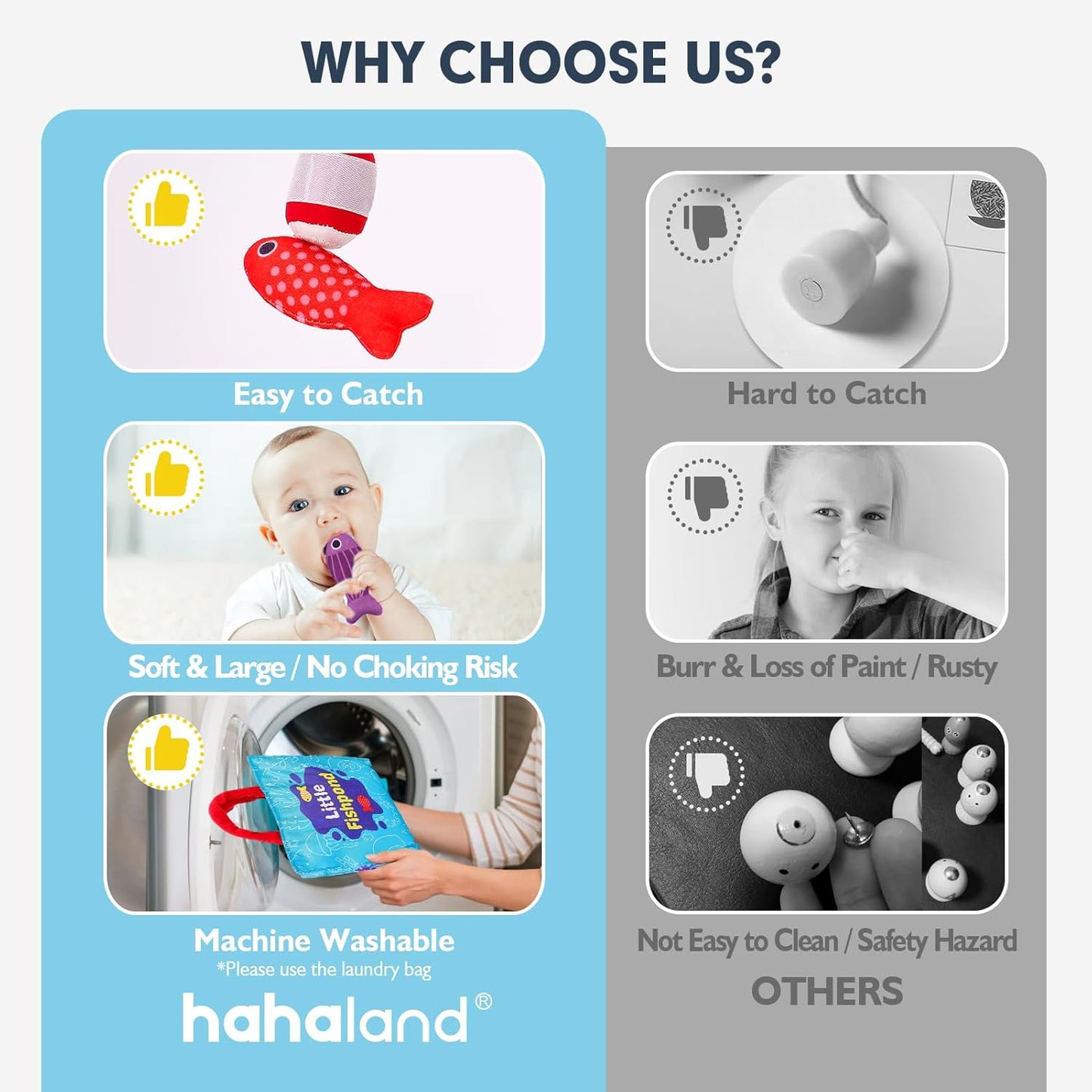 hahaland Juguetes Montessori para niños de 1 año de edad, regalo de cumpleaños, juego de pesca de tela 10 en 1, regalos para el día de San Valentín, juguetes para niños pequeños de 1 a 3 años con