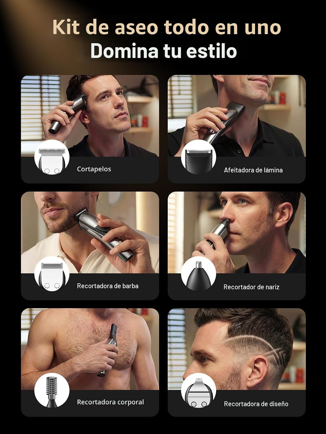 SHPAVVER Cortadora de barba para hombres: cortapelos profesional de...