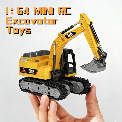 TOPMVP Mini excavadora RC 1\/64 con juego de caja de arena, camión...