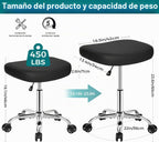 YUNSCEND Taburete rodante con ruedas, asiento contorneado de 16.5"...
