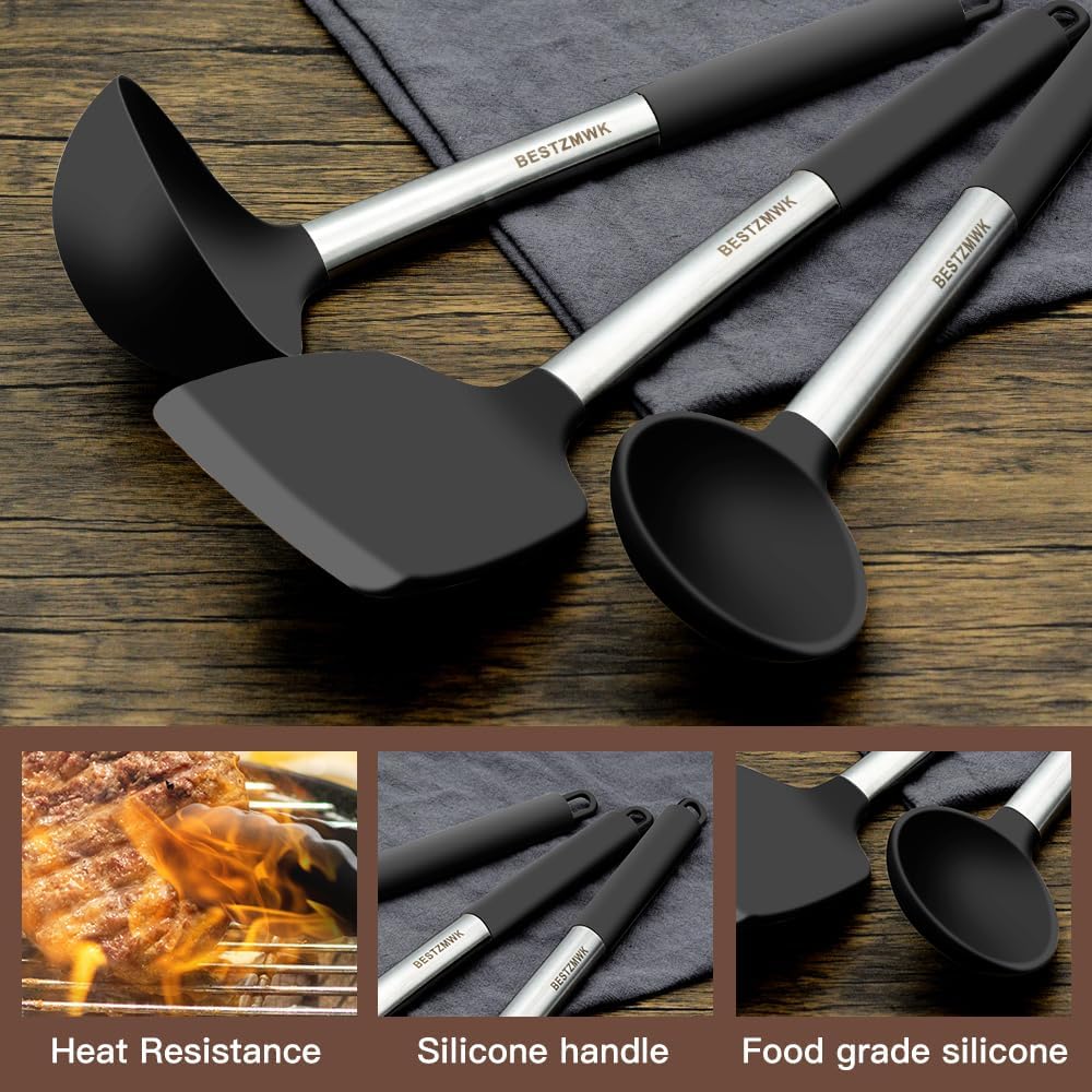 Juego de utensilios de cocina - Utensilios de cocina de silicona -...