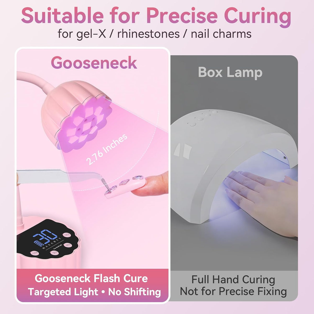 Makartt Lámpara UV LED de cuello de cisne para uñas gel constructor...