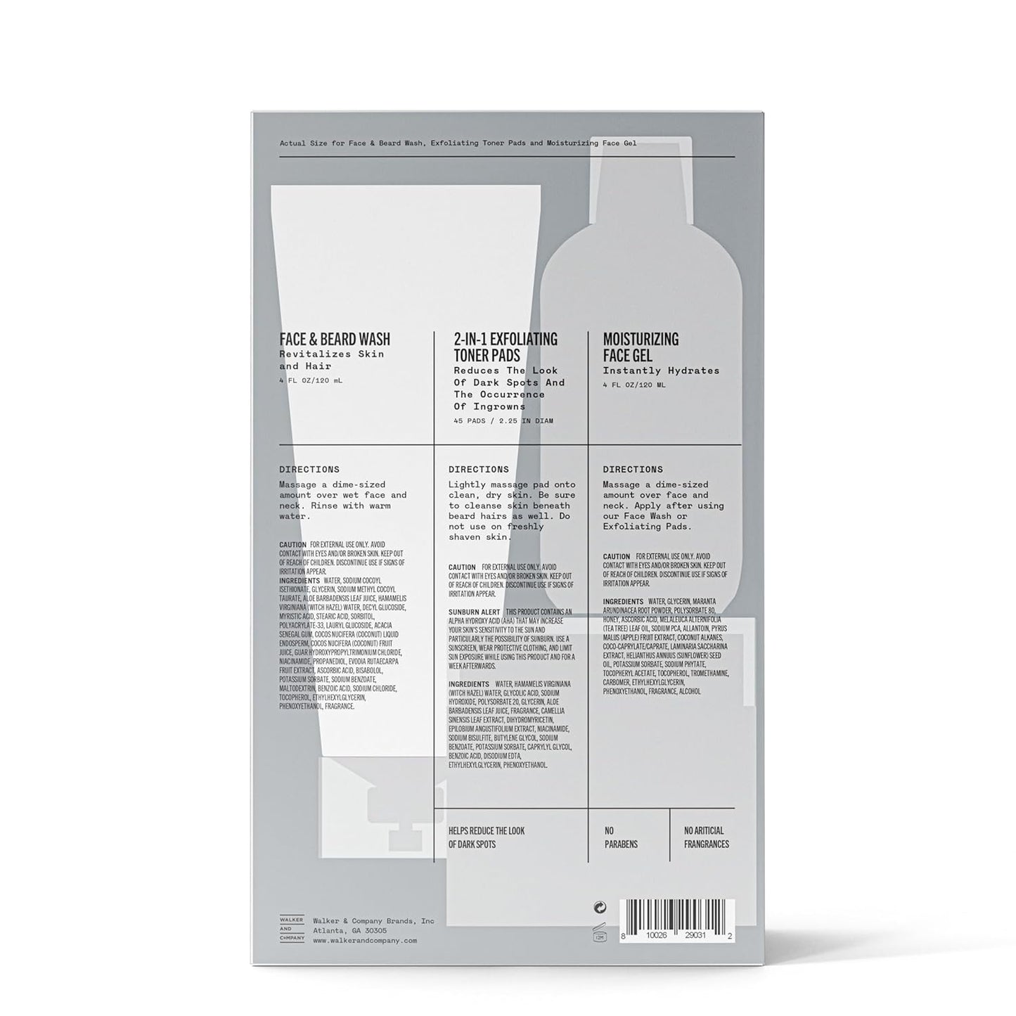Kit de cuidado de la piel facial Bevel para hombres - Kit de rutina de cuidado de la piel para hombres incluye lavado facial con aloe vera, almohadillas exfoliantes de ácido glicólico, humectante