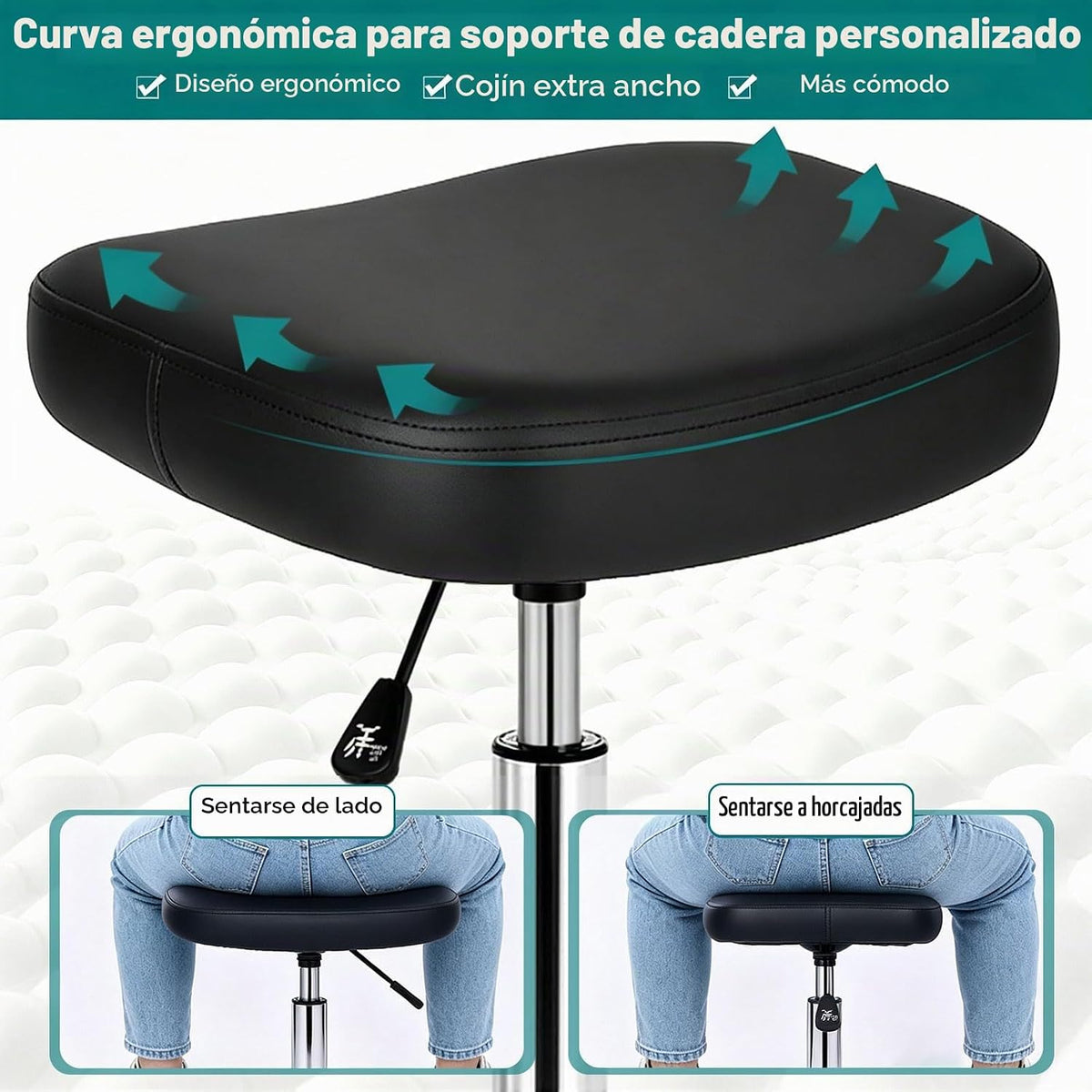 YUNSCEND Taburete rodante con ruedas, asiento contorneado de 16.5"...