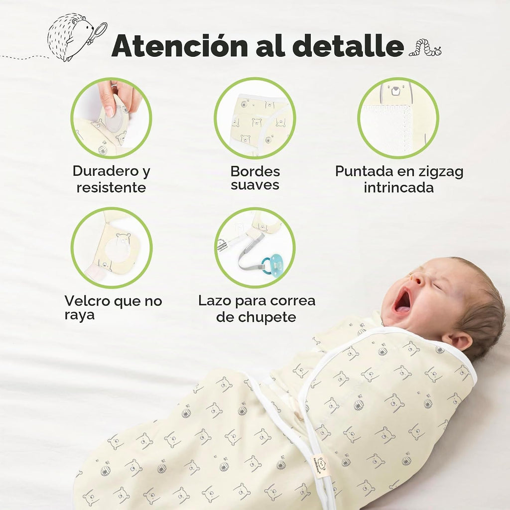KeaBabies Paquete de 3 sacos de dormir orgánicos para bebé con arru...