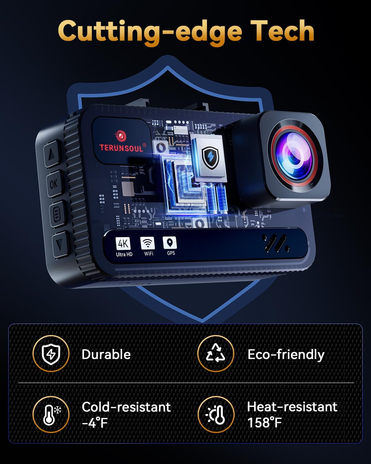Cámara de tablero frontal y trasera 4K+4K, tarjeta gratuita de 128 GB incluida, cámara WiFi de 5.8 GHz para autos, GPS integrado, sensor G, gran angular de 170°, pantalla IPS de 3 pulgadas