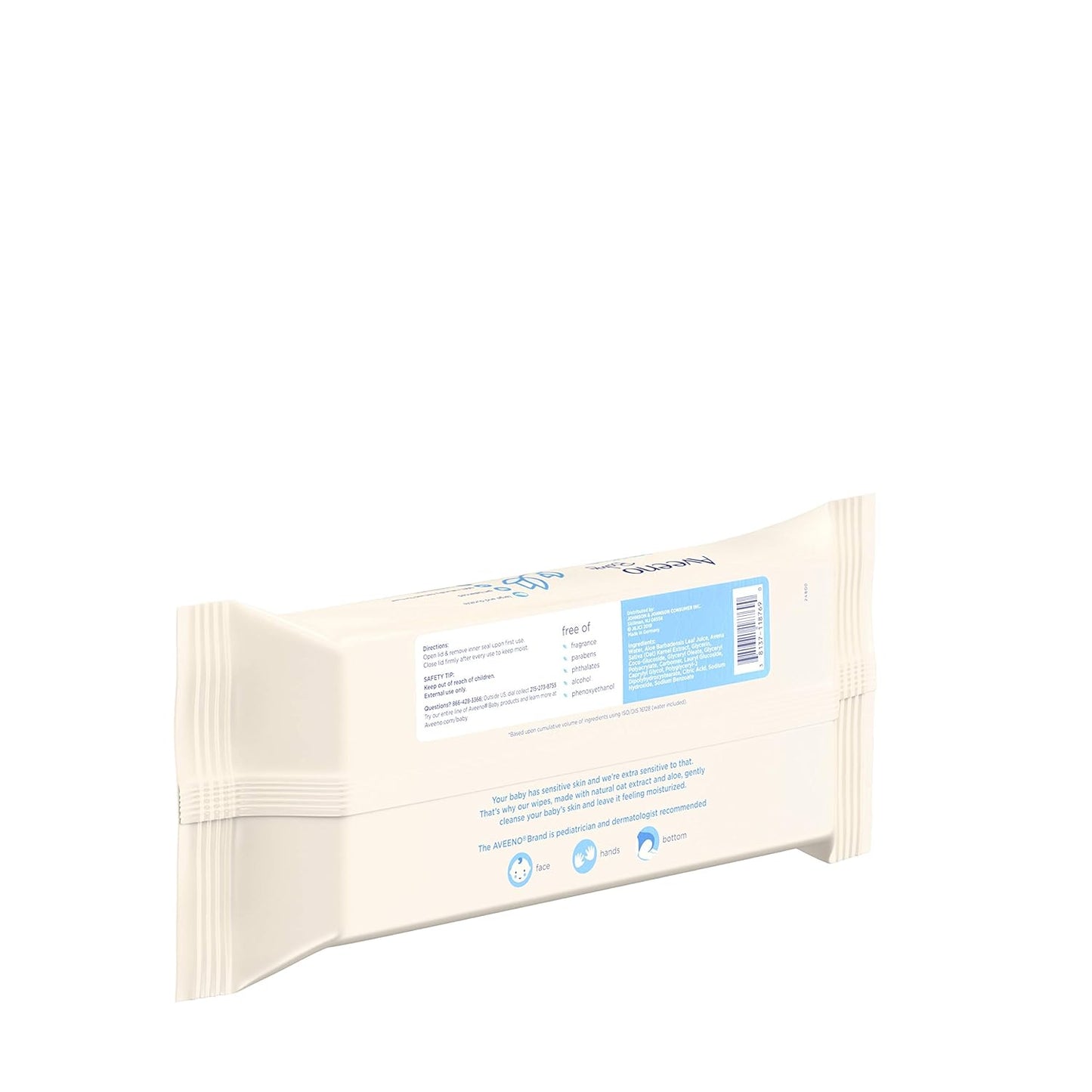 AVEENO Toallitas sensibles para bebés, sin parabenos ni fragancias, 64 unidades (paquete de 2)