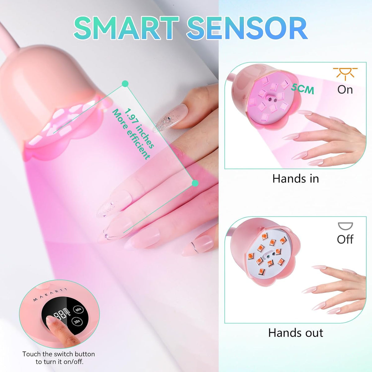 Makartt Lámpara UV de cuello de cisne para uñas de gel para uñas de...