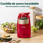 bella Abrelatas eléctrico y afilador de cuchillos, palanca de corte...