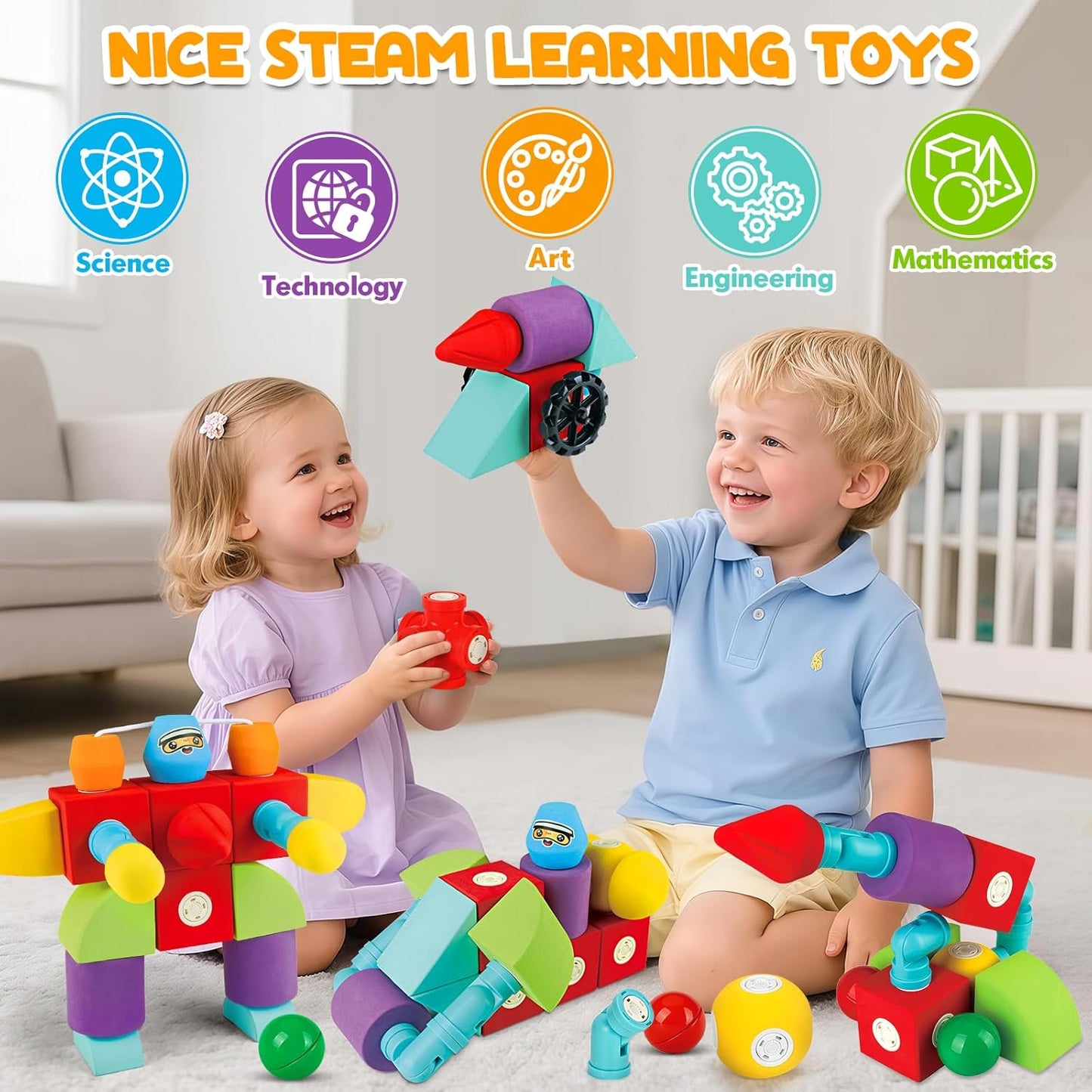 Hodurgyi 35 Piezas Bloques de Espuma Magnéticos para Niños, Bloques...
