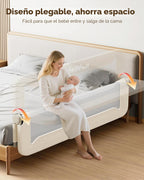 GrowthFun Riel de cama plegable para niños pequeños, marco y conect...