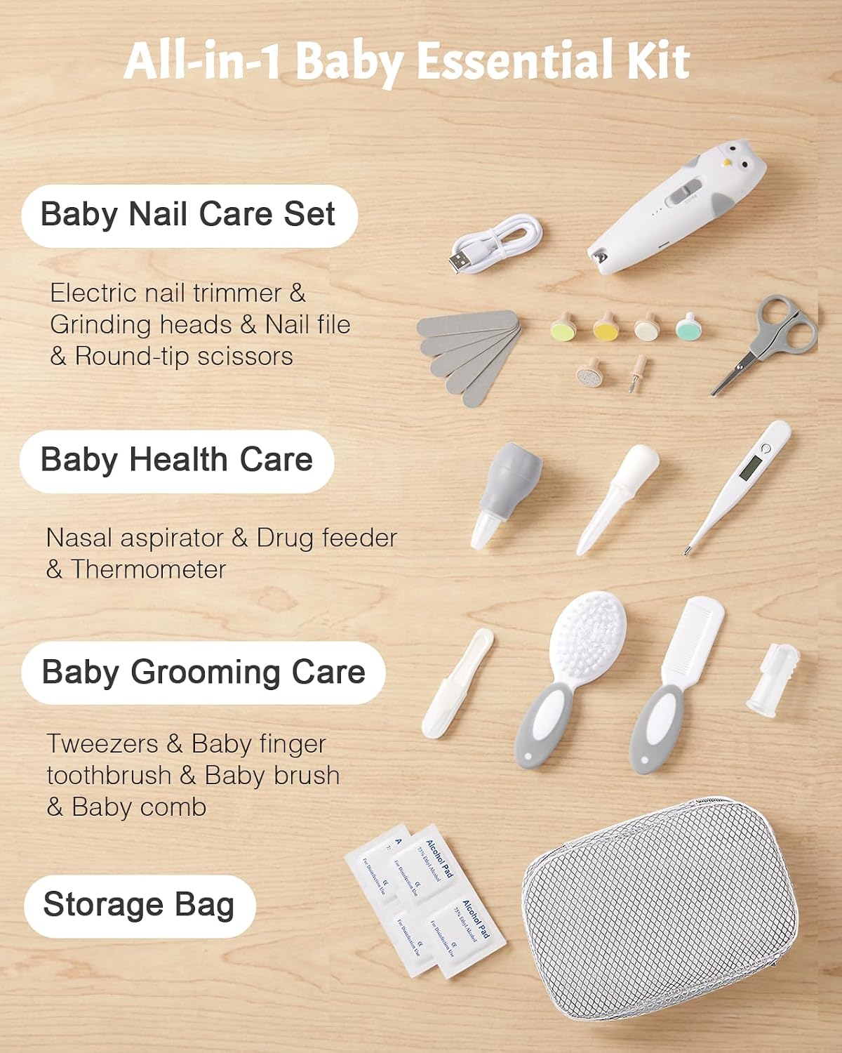 Lictin Kit de Cuidado de la Salud y Aseo del Bebé, Cortaúñas Eléctr...