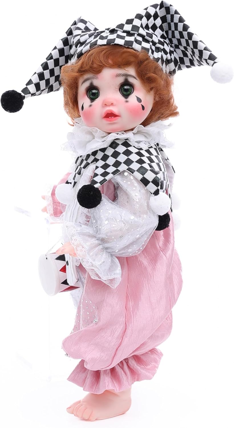 Cloveray Harlequin - Muñecas Reborn de niña pequeña payaso Arlequín...