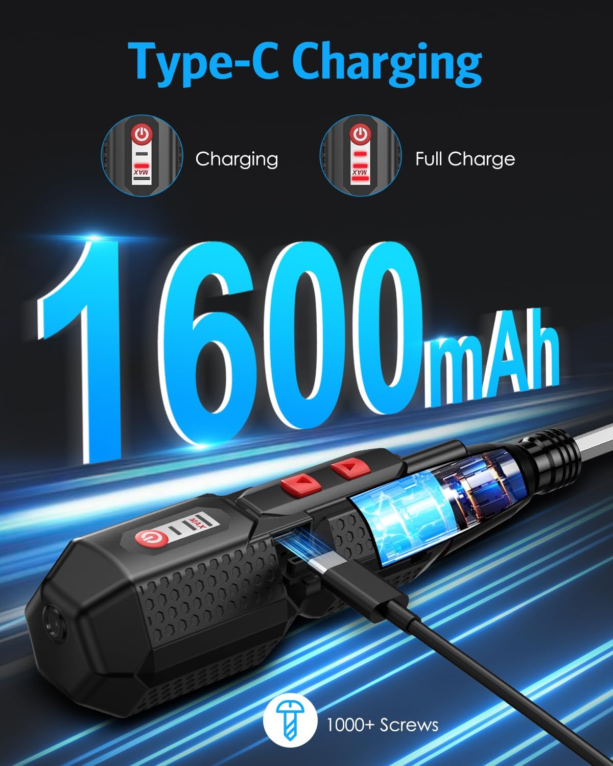Temracha Destornillador Eléctrico Inalámbrico Mejorado de 4.2V, Jue...