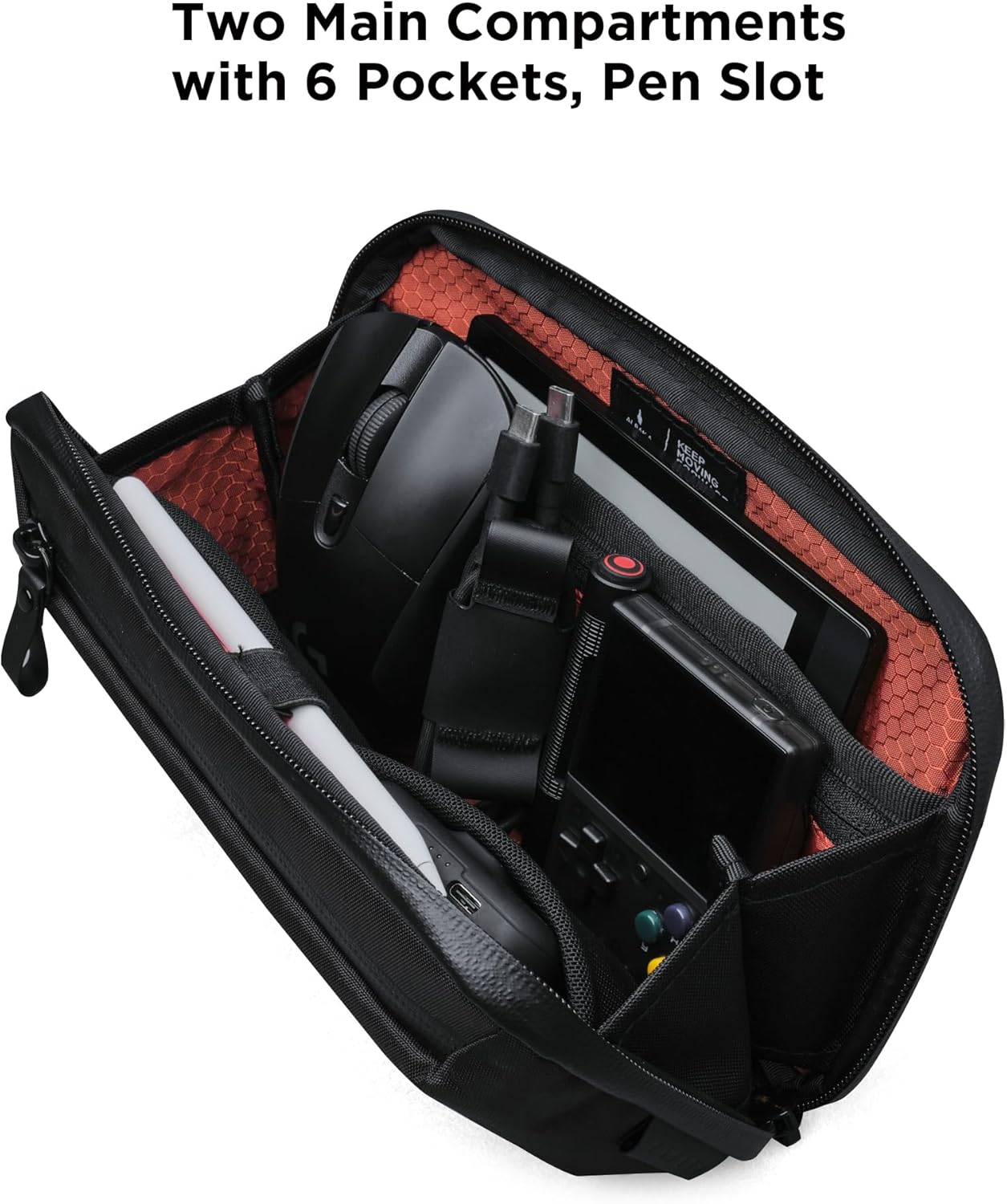 ALPAKA Elements Tech Case Mini - Organizador compacto para electrónicos, bolsa pequeña para cargadores y auriculares, bolsa para teléfono, funda de accesorios de viaje, correa cruzada, negro X-Pac