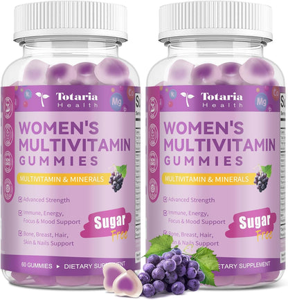 Totaria (2 piezas) Gomitas multivitamínicas sin azúcar para mujeres...