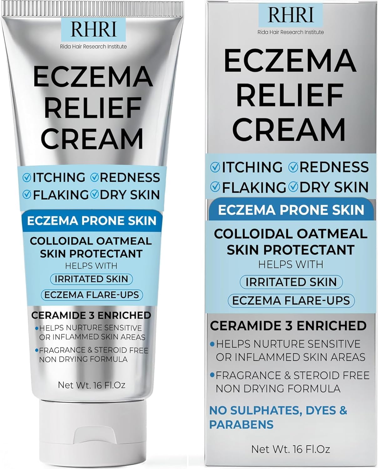 Crema para eccema para adultos con avena coloidal | Tratamiento de eccema para piel seca con picazón | Alivia el enrojecimiento de la picazón y la descamación | Hidratante calmante para pieles