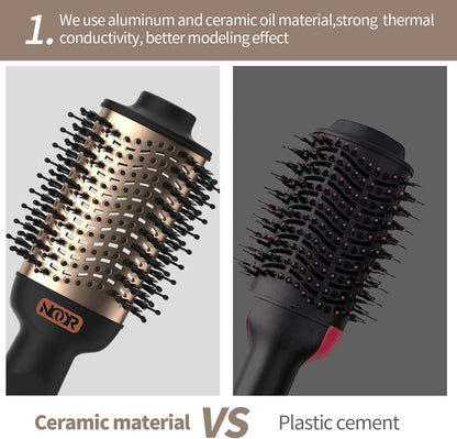 NOOR Cepillo secador de pelo caliente 4 en 1, control de encrespamiento, cepillo secador de pelo, cepillo secador de pelo, cepillo para secar y alisar voluminizar aire caliente estilizador para todos