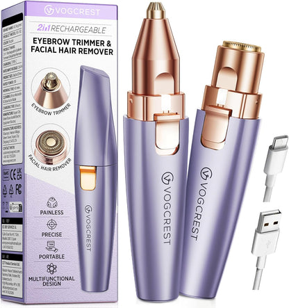 VG VOGCREST Recortadora de cejas y facial: depilación facial recarg...