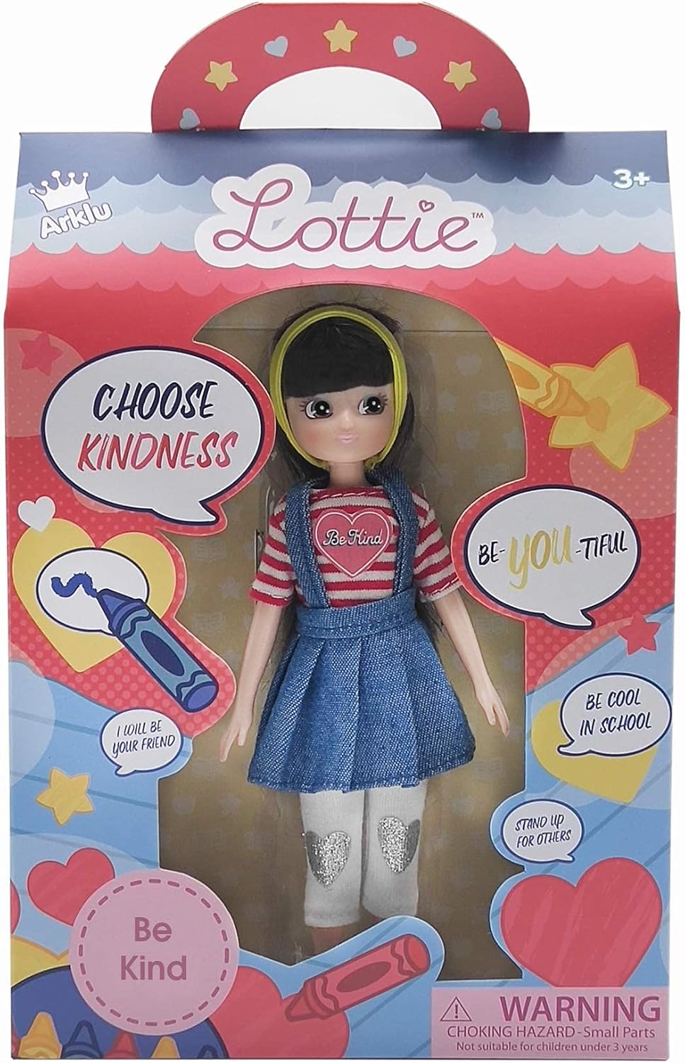 Muñeca Lottie Be Kind con delantal de mezclilla