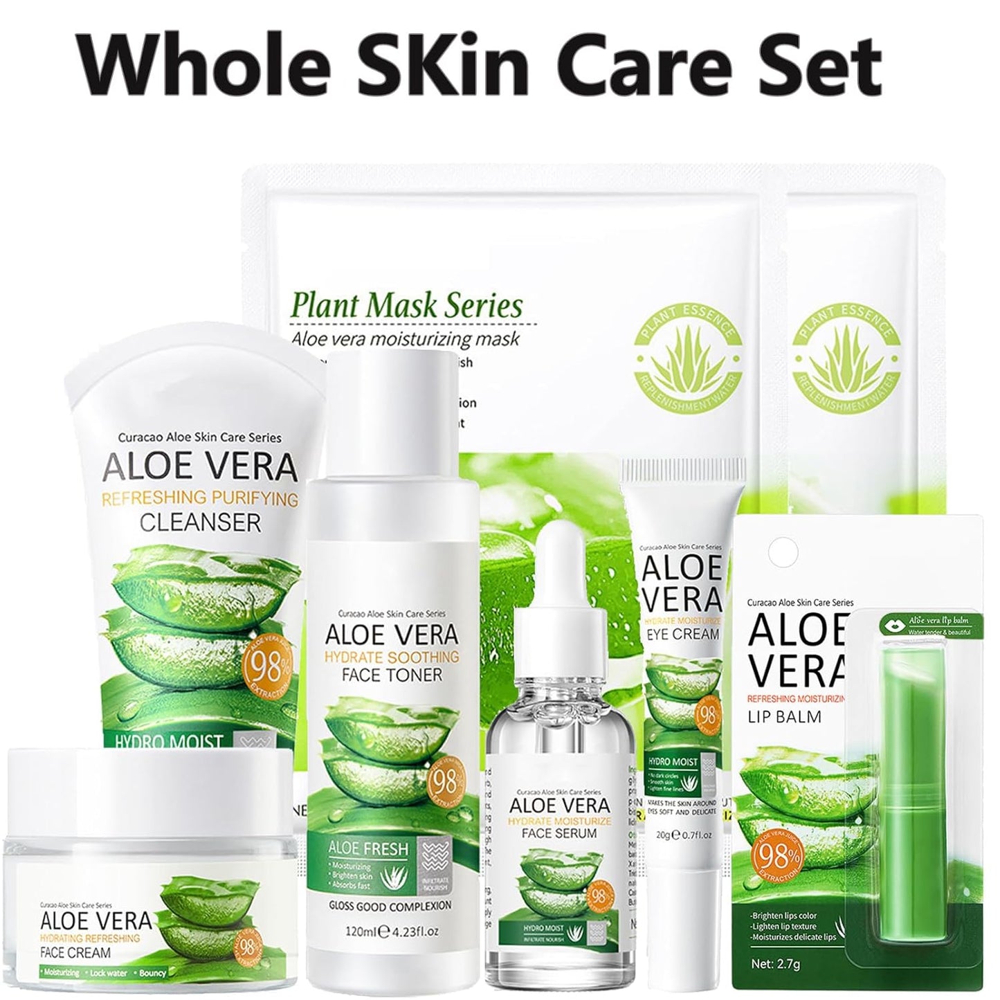 Juego de 8 piezas de aloe vera para el cuidado de la piel, kit de c...