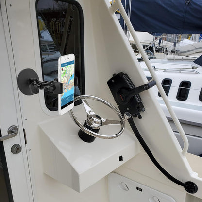 Soporte magnético para teléfono, soporte de teléfono resistente para camión, tractor, montacargas, barcos, vehículos de motor, compatible con iPhone/Nexus/Smartphone, brazo ajustable de 360° y base magnética de 3.46 pulgadas